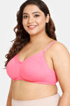 Rosaline Everyday Double Layered Non Wired 3/4th Coverage Super Support Bra - Pink Lemonade — thumbnail 3